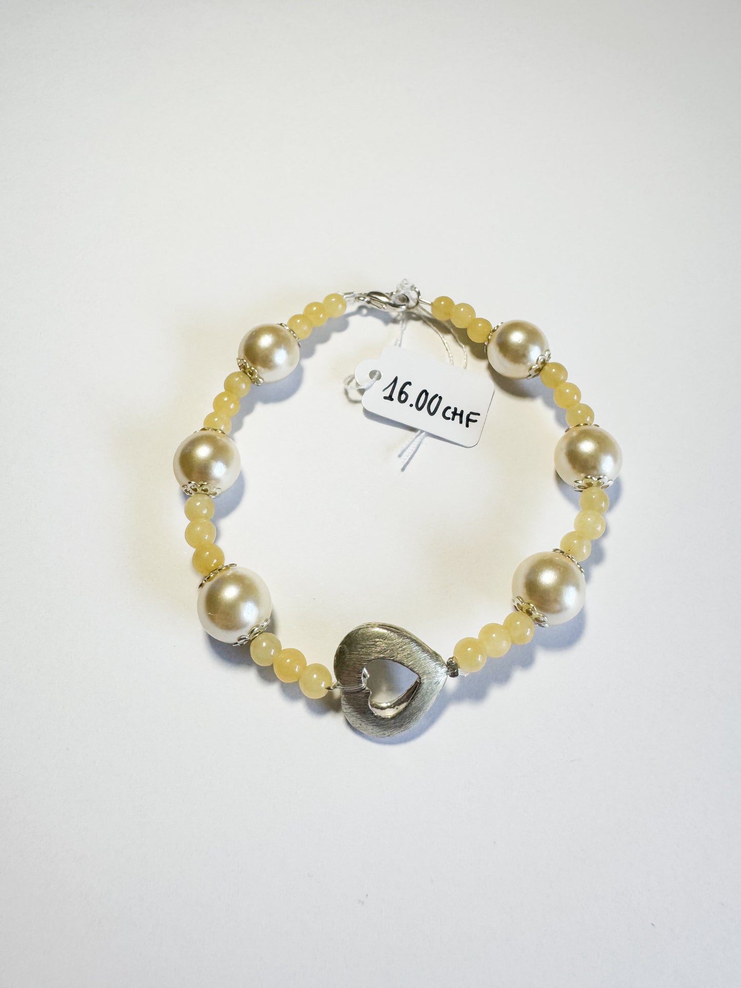 Bracciale con giada gialla e perle bohemian