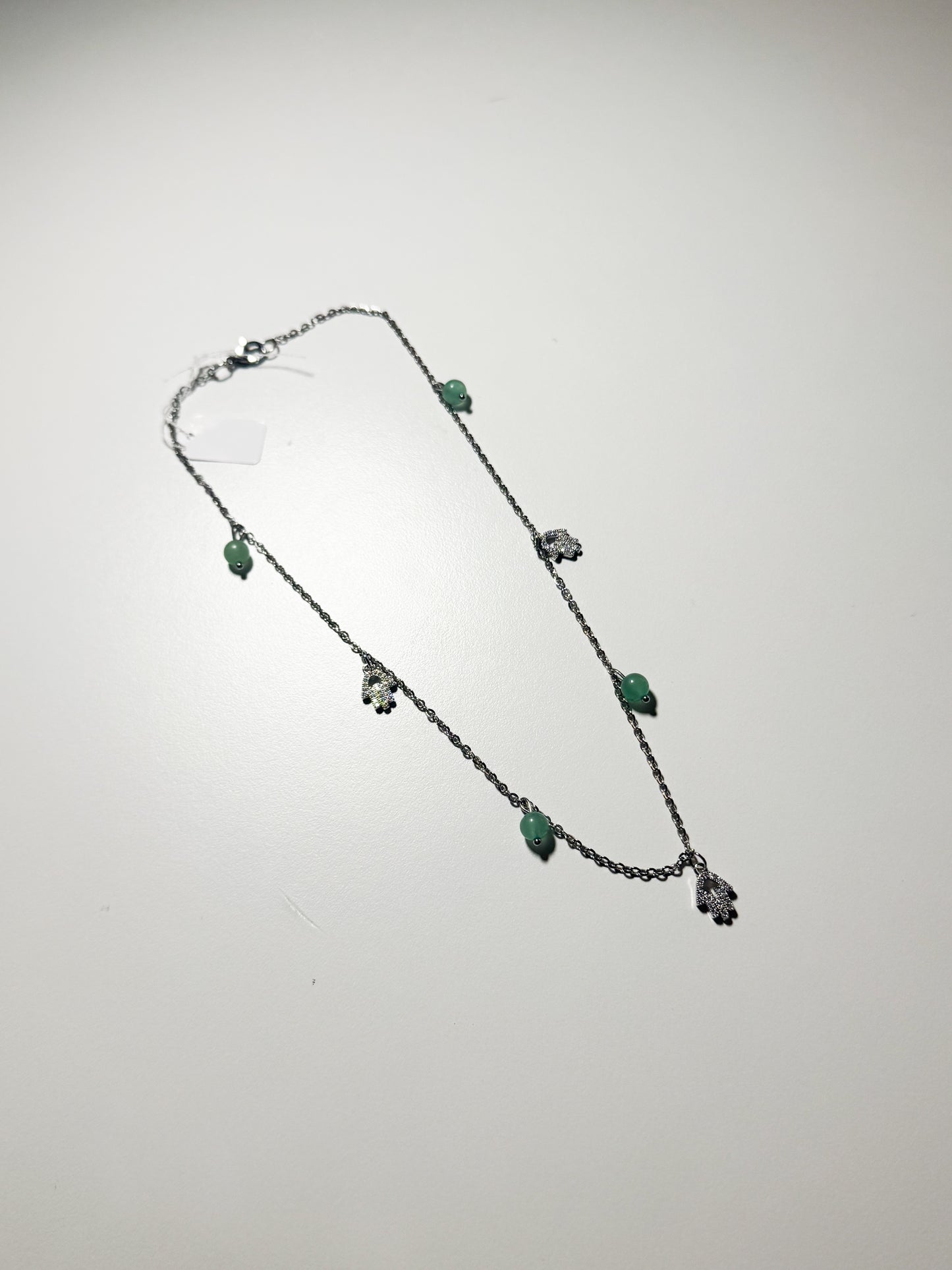 Collana ciondoli con mano di fatima ed avventurina