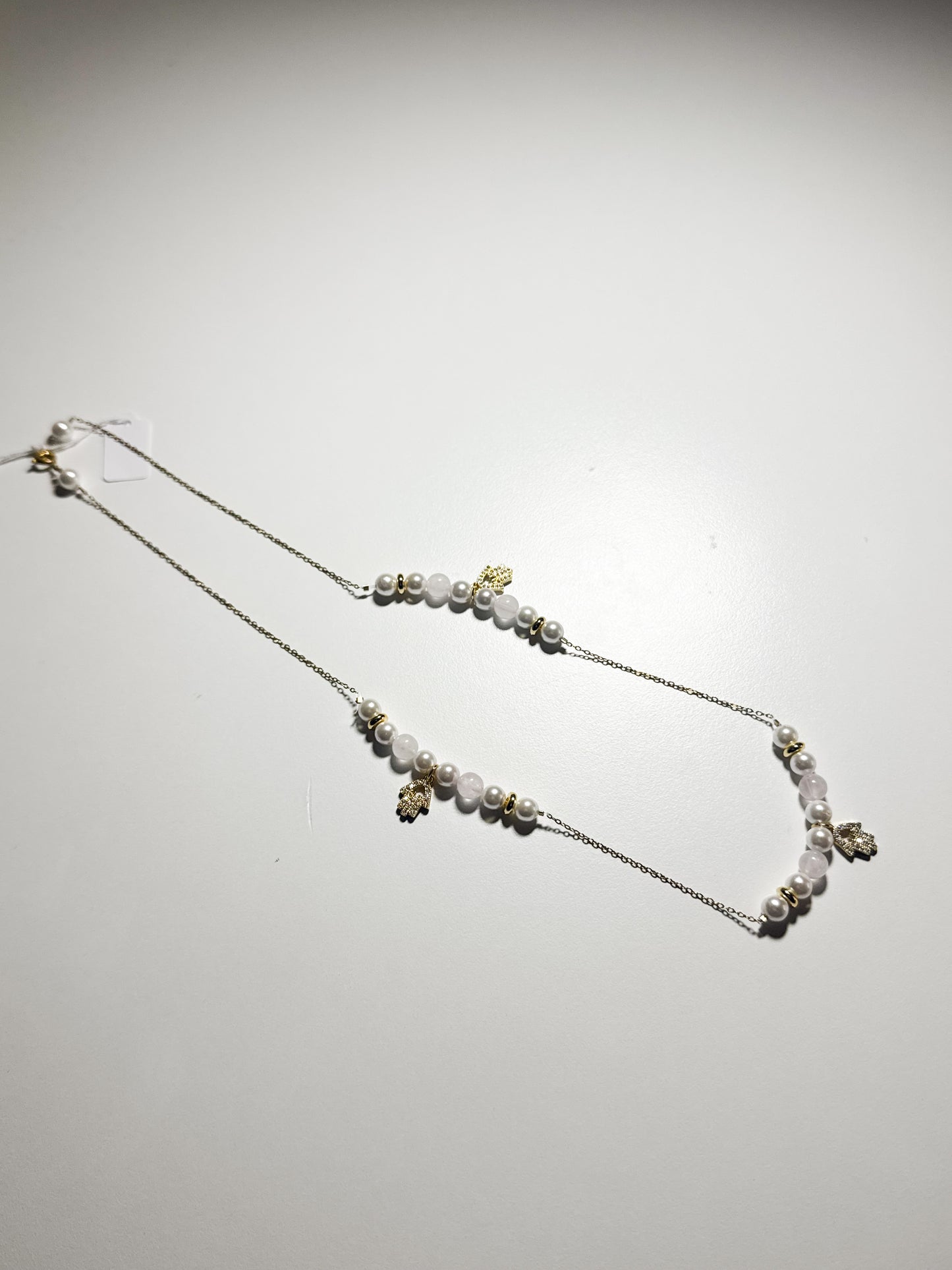 Collane mano di fatima con madreperla e quarzo rosa