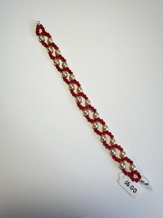 Bracciale perle Bohemian e corallo rosso