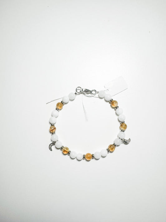 Bracciale con lune citrino e giada bianca