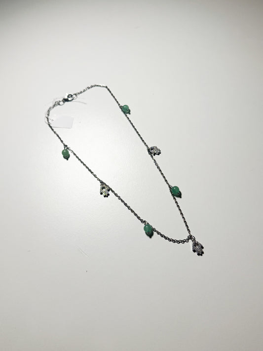 Collana ciondoli con mano di fatima ed avventurina